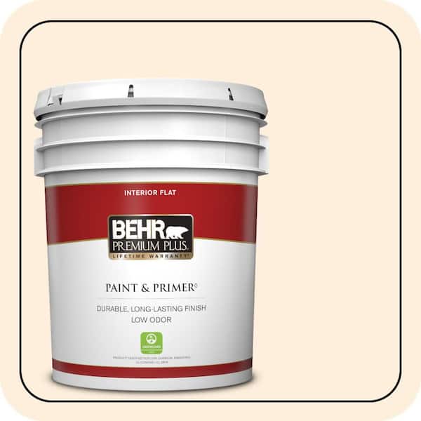 BEHR PREMIUM PLUS 5 gal. #PWN-23 Silk Gown Flat Low Odor Interior Paint & Primer