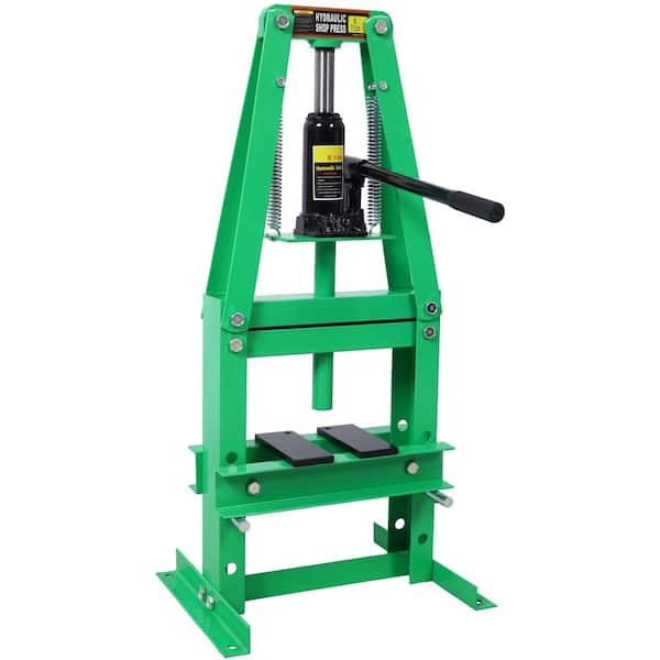 Green Steel 6-Ton Benchtop Hydraulic A-Frame Shop Press with Press Plates