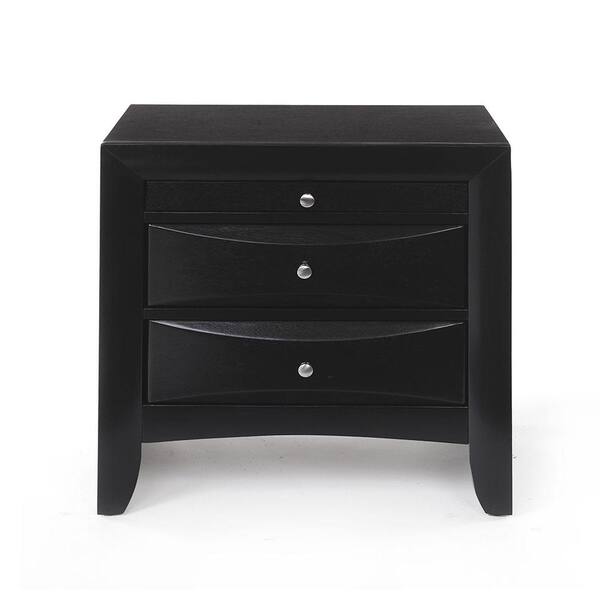 Acme Furniture Ireland I / Storage 2Drawer Black Nightstand with Tray