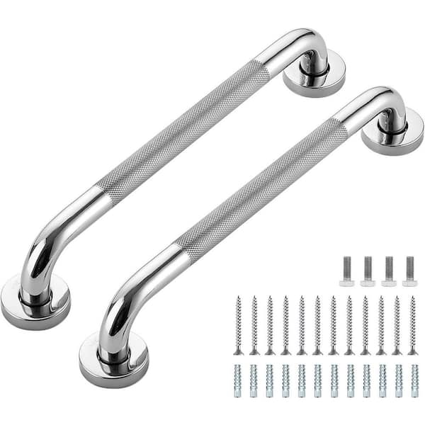 2-Pack 16 in. Concealed Screw Grab Bar for Bathtubs & Showers, Anti Slip Handle for Elderly Senior in Polished Nickel