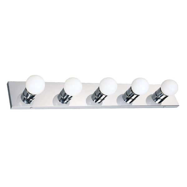 Design House Contemporary 5-Light Indoor Vanity Light Dimmable for Bathroom Bedroom Vanity Makeup, Polished Chrome