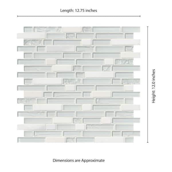 MSI - Delano Blanco Interlocking 12 in. x 12 in. x 0.24 in. Glass/Stone Mesh-Mounted Mosaic Wall Tile (0.98 sq. ft./Each)