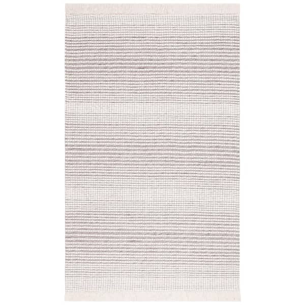 SAFAVIEH Marbella Ivory Dark Brown Doormat 3 ft. x 5 ft. Border Plaid Area Rug