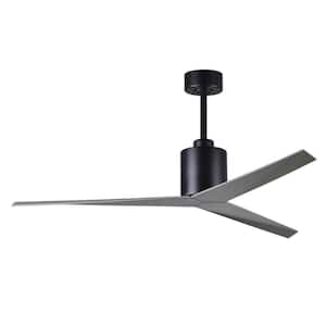Eliza 56 in. Indoor/Outdoor Matte Black Ceiling Fan with Brushed Nickel Blades and Hand Held Remote/Wall Control