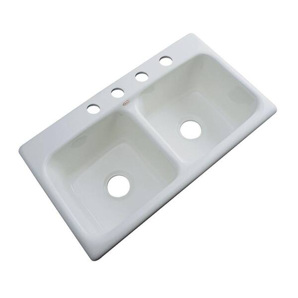 Thermocast Brighton Drop-in Acrylic 33.in 4-Hole Double Bowl Kitchen Sink in Sterling Silver