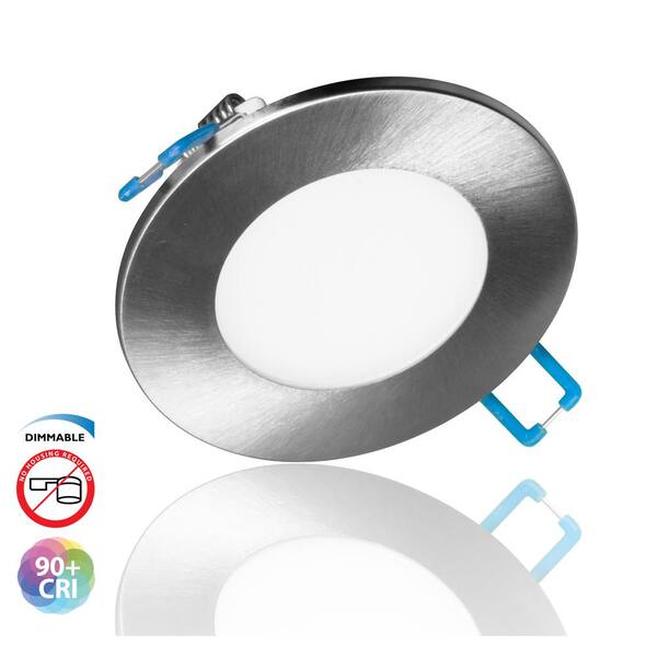 NICOR DLE Series 3 in. 2700K Nickel Integrated LED Recessed Canless Downlight with Trim