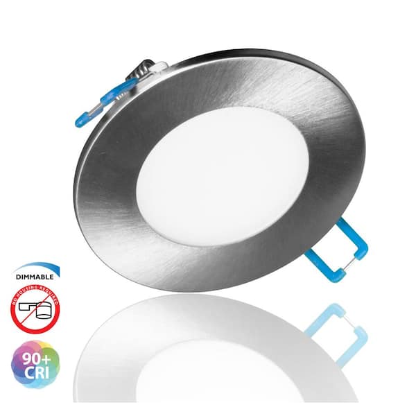 NICOR DLE Series Nickel 3 in. 5000K Integrated LED Recessed Canless Downlight with Trim
