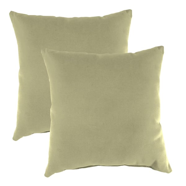 16 in. L x 16 in. W x 4 in. T Square Outdoor Throw Pillow in Herb Green (2-Pack)