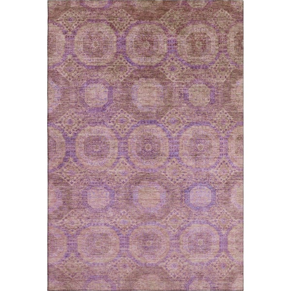 Mayfield Premium Machine Washable Abstract AMF1925 Blush 3 ft. x 4 ft. Area Rug