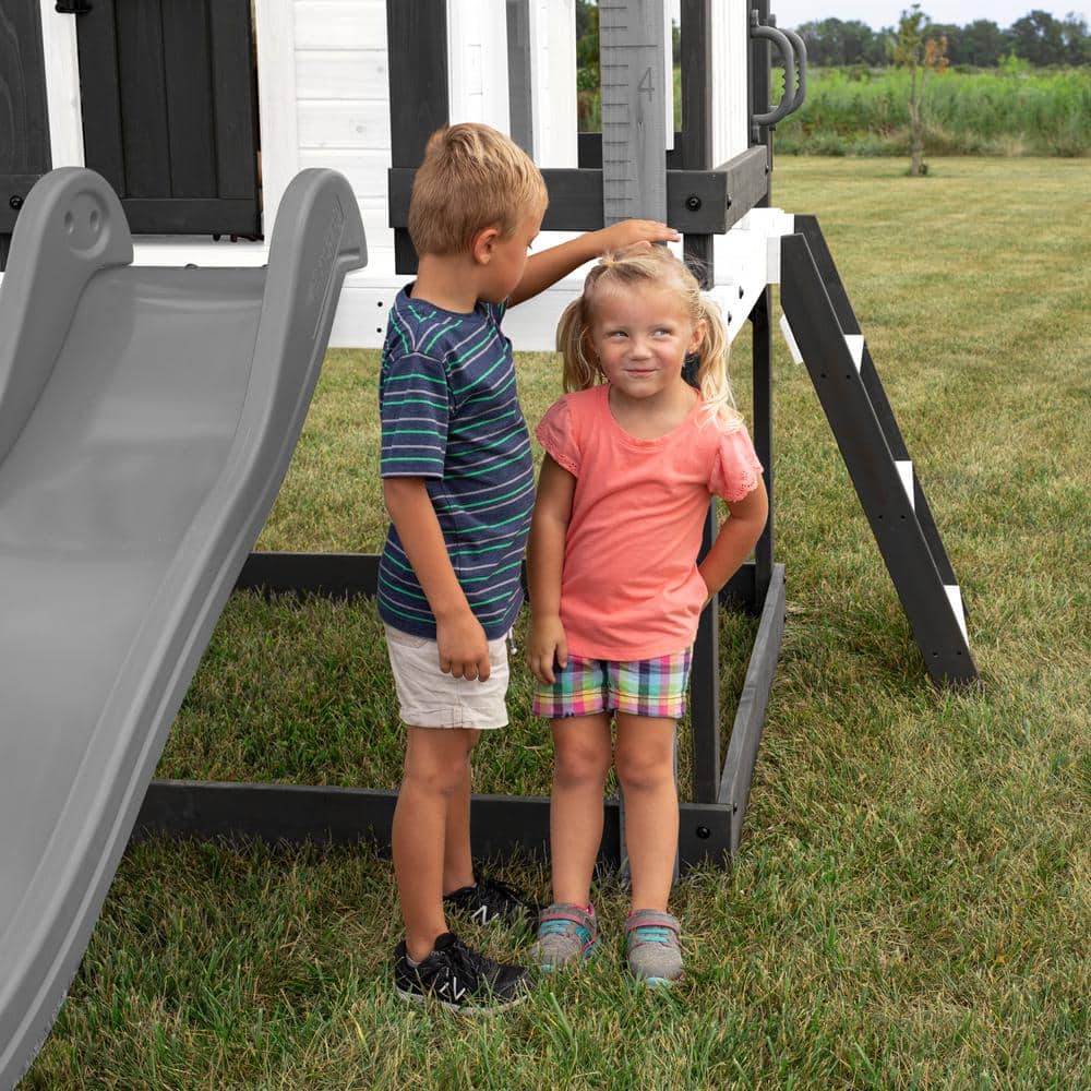 Sweetwater Heights White and Black Elevated Playhouse with Slide