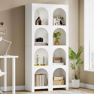 Frailey 67 in. Tall White Wood 4-Shelf Bookcase with Storage, Freestanding Bookshelf Storage Shelves for Home Office