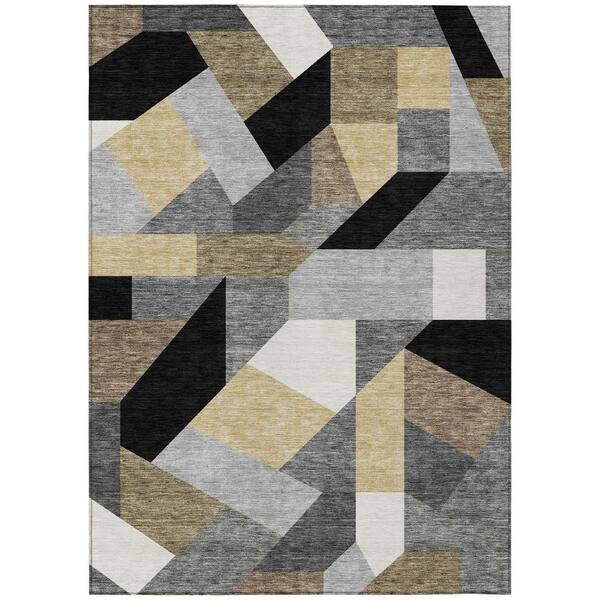 Chantille Machine Washable Indoor/Outdoor Abstract ACN2893 Black 10 ft. x 14 ft. Area Rug