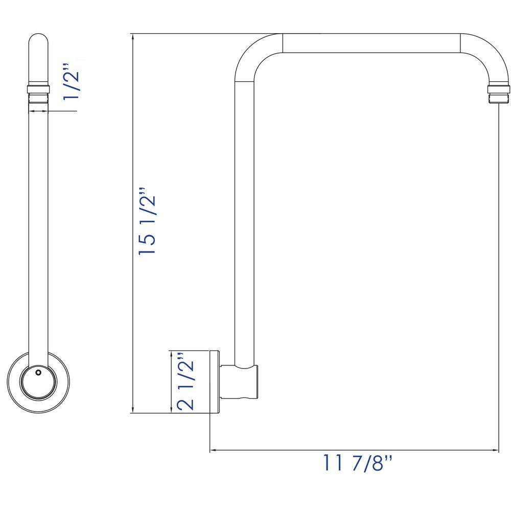 12" Polished Chrome Wall Mounted Shower Arm