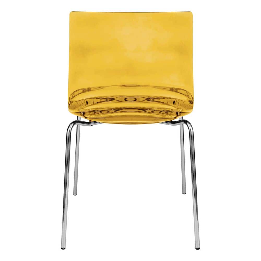 High Astor Transparent Orange Metal Side Chair with Water-Drip Design