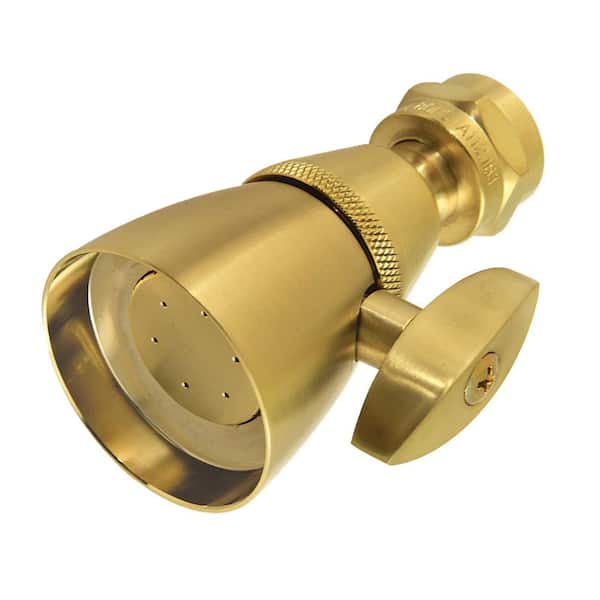 Made to Match 1-Spray Patterns with 1.8 GPM 1.69 in. Wall Mount Jet Fixed Shower Head in Brushed Brass