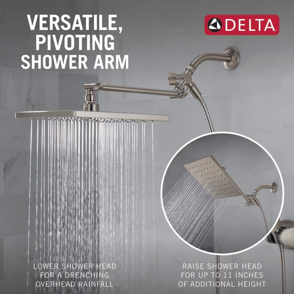 10-inch Spotshield Brushed Nickel Raincan Shower Head Combo