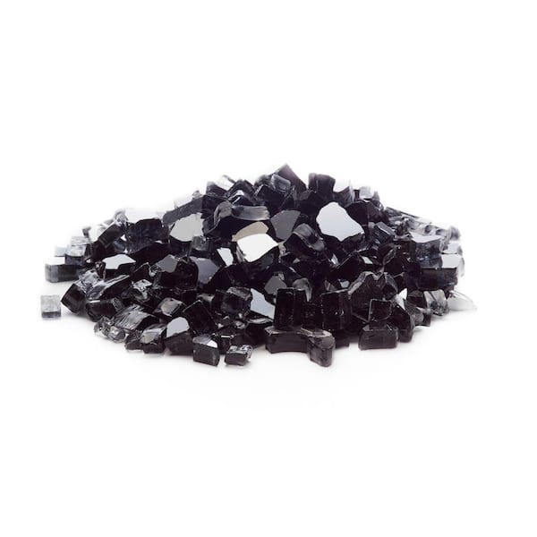 EXOTIC Fire Glass 1/2 in. Black Tempered Reflective Fire Glass (25 lbs. Bag)