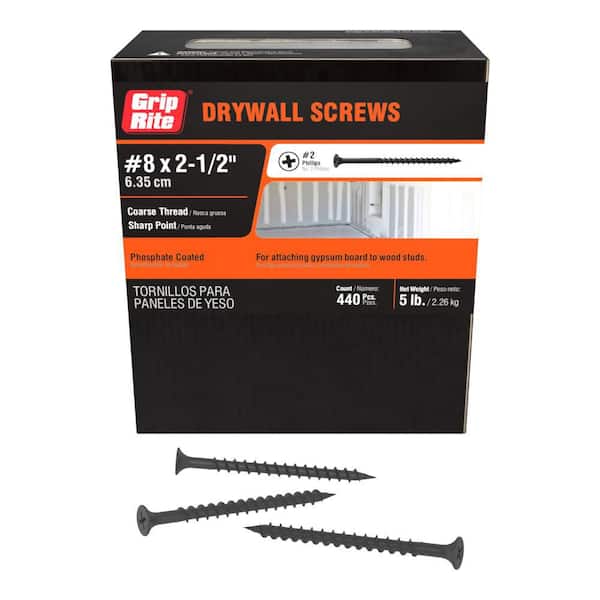 #8 x 2-1/2 in. #2 Phillips Bugle Head Coarse Thread Drywall Screw 5 lb. Box