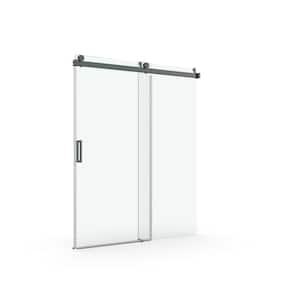 72 in. W x 76 in. H Sliding Frameless Shower Door in Matte Black Finish with Thick Tampered Glass