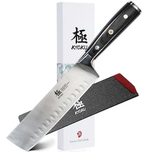 7 in. Full Tang Stainless Steel Nakiri Chef's Knife with Ultra Sharp High Carbon Steel Blade Pakkawood Handle