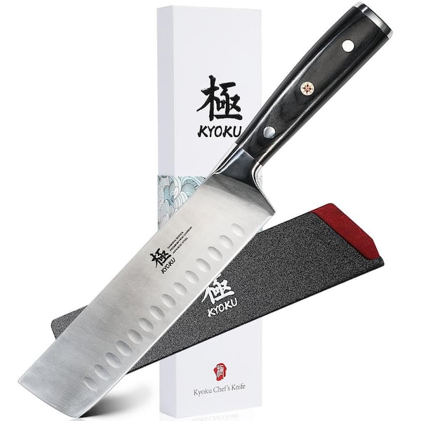 KYOKU 7 in. Full Tang Stainless Steel Nakiri Chef's Knife with Ultra Sharp High Carbon Steel Blade Pakkawood Handle