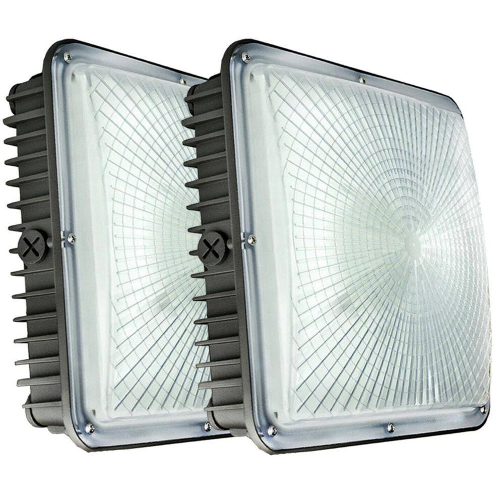 350-Watt Equivalent Integrated LED Bronze Canopy Light Fixture, 5000K Outdoor Lighting 8400LM LED Canopy Light (2-Pack) price history on PriceWatchPro