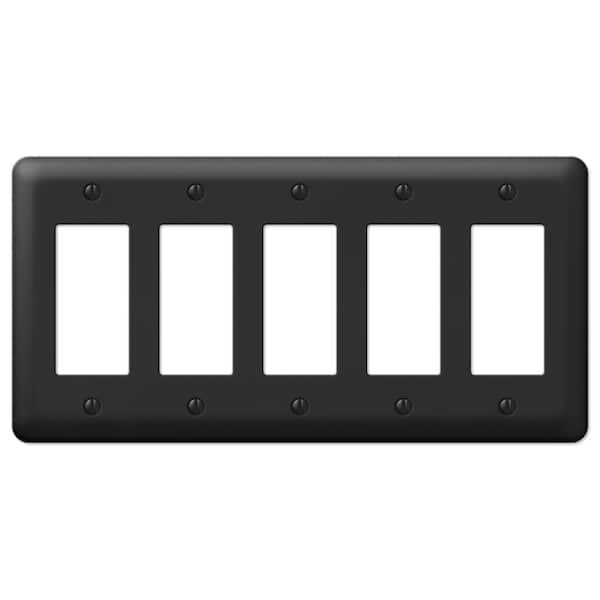 Declan 5 Gang Rocker Steel Wall Plate - Black