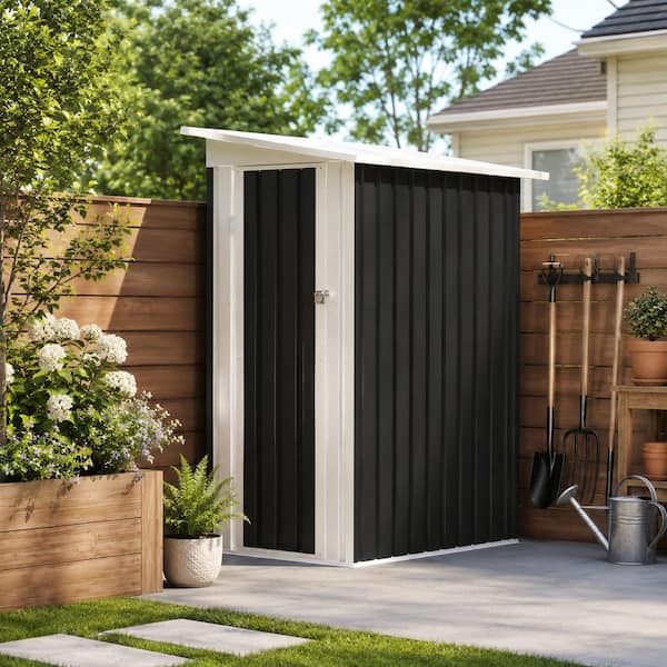 4 ft. W x 2 ft. D Outdoor Metal Storage Shed Transparent Plate Tool Shed in Grey (9 sq. ft.)