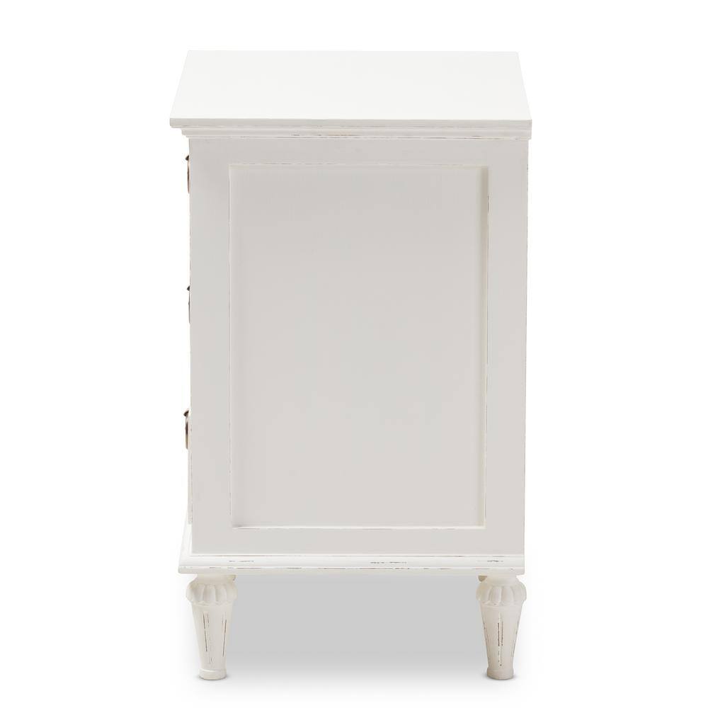 White Cedar 3-Drawer Nightstand with Tapered Legs