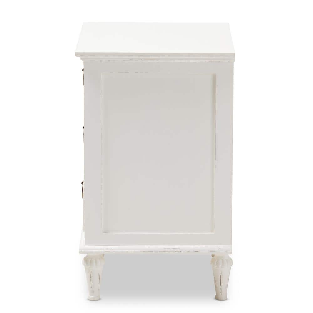 White Cedar 3-Drawer Nightstand with Tapered Legs