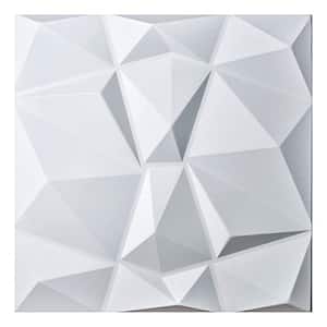White Decorative 3D Wall Panels Leather Wall Tiles Diamond Design 23.6 in. x 23.6 in. (6-Tiles/Box)