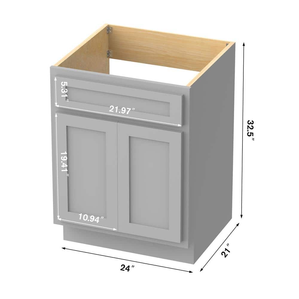 Gray 24" Freestanding Shaker-Style Vanity Cabinet