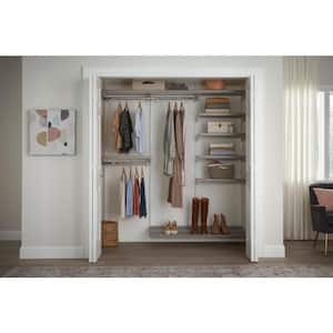 Genevieve 6 ft. Gray Adjustable Closet Organizer Double and Long Hanging Rods with Shoe Rack and 5 Shelves