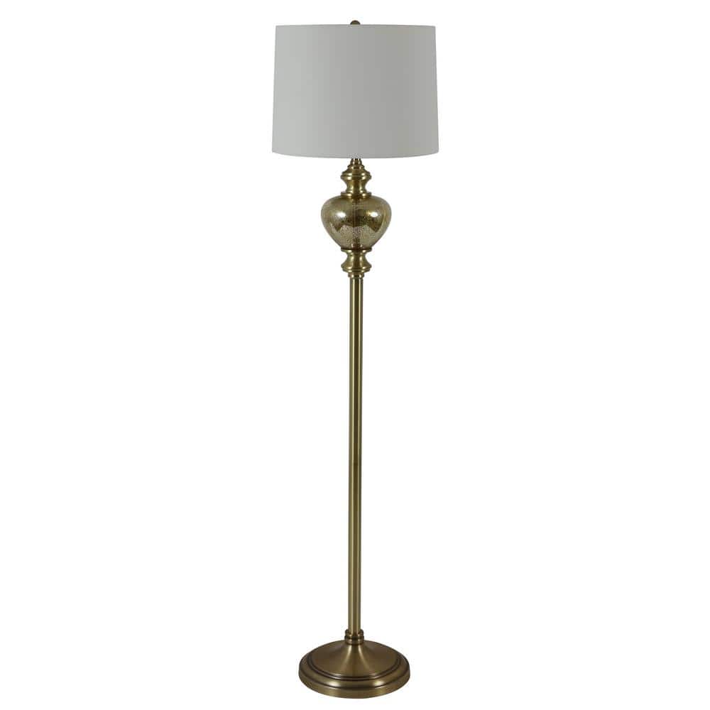 Decor Therapy Redmond 63 in. Satin Brass 3Way Floor Lamp with Shade