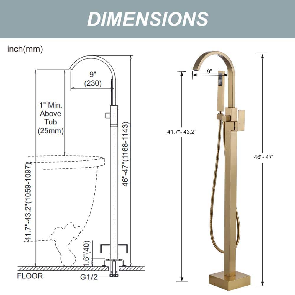 1 Handle Bathroom Freestanding Tub Filler with Diverter