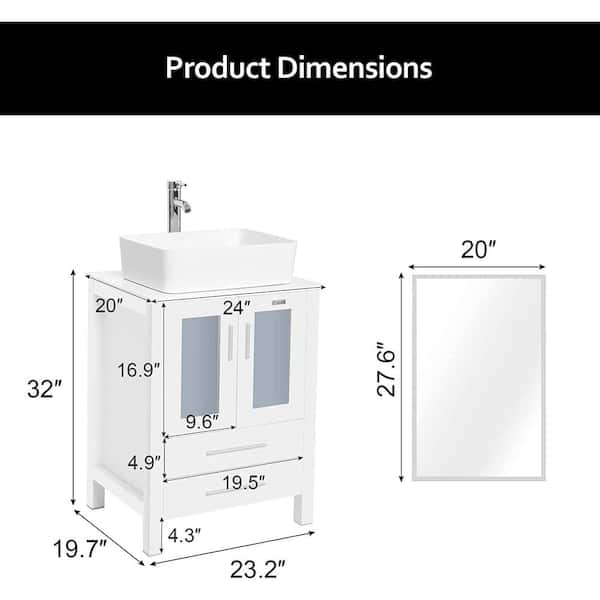 Eclife 24 Bathroom Corner Cabinet with Mirror, Wall Mount Mirror Cabi