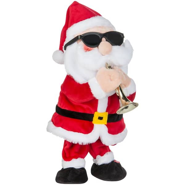 Home Accents Holiday 14.57 in. Animated Plush Musical Santa Trumpet Player