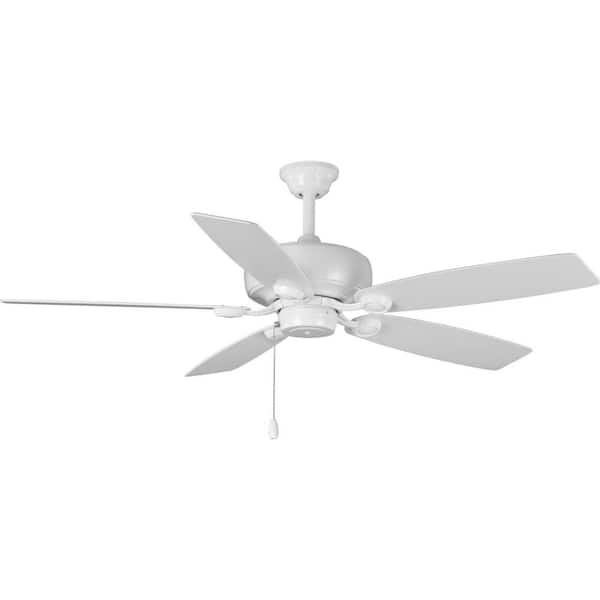Progress Lighting Edgefield 52 in. Indoor White Traditional Ceiling Fan with Remote Included for Great Room and Living Room