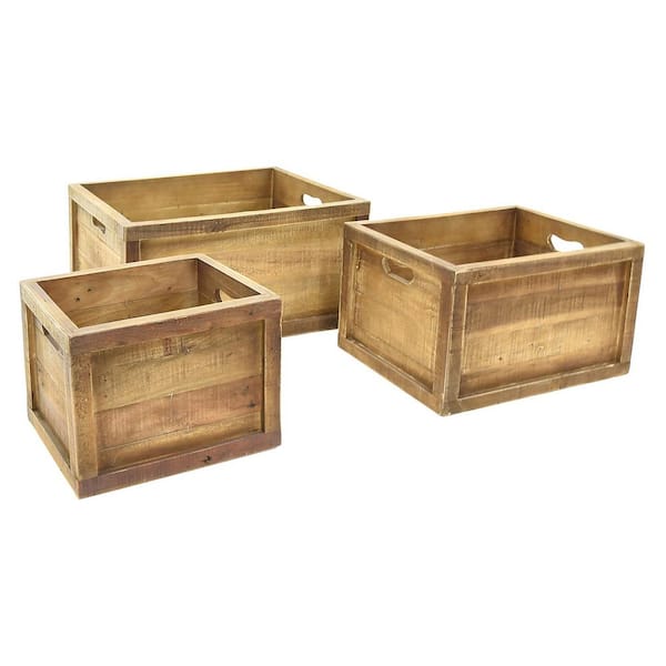 THREE HANDS 20.5 in. x 15.25 in. Storage Baskets in Brown (Set of 3)