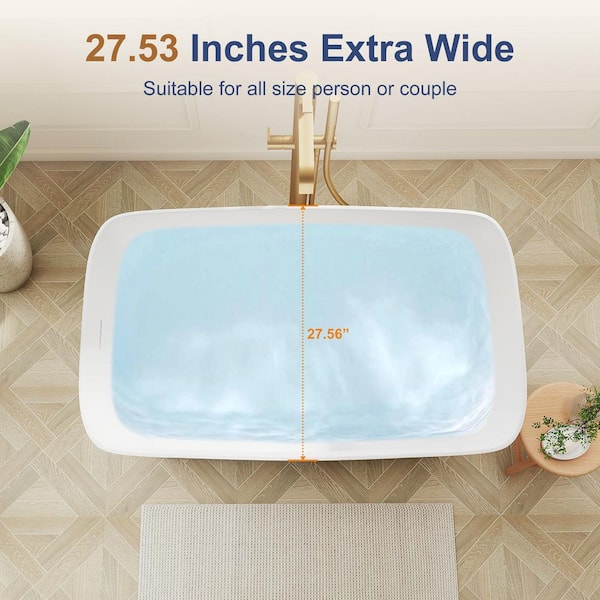 SJ STAR&JANE Zora 47 in. x 28 in. Solid Surface Freestanding