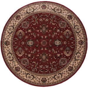 Alyssa Red/Ivory 8 ft. x 8 ft. Round Traditional Area Rug