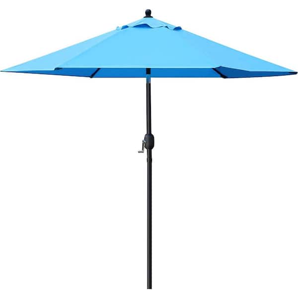 Cubilan 7.5 ft. Patio Umbrella Outdoor Table Market Umbrella with Push Button Tilt/Crank, 6 Ribs Market Umbrella in Blue