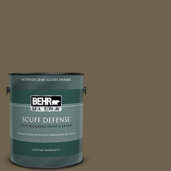 BEHR ULTRA 1 gal. Home Decorators Collection #HDC-AC-15 Peat Extra Durable Semi-Gloss Enamel Interior Paint & Primer