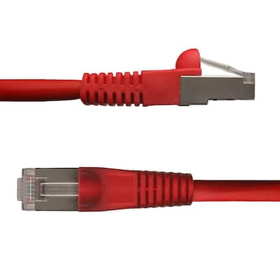 cm CablesAndKits - Snagless Booted Ethernet Cable Pure Copper 100 Pack Shielded PVC Jacket CAT6 0.5 Foot Red RJ45 Computer & Networking Patch Cord STP 