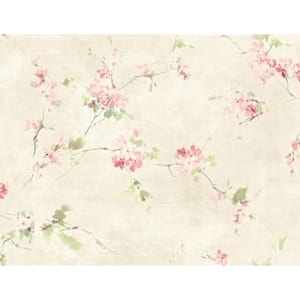 Spring Flower Beige and Rose Paper Non-Pasted Strippable Wallpaper Roll (Cover 60.75 sq. ft.)