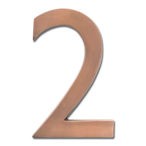 5 in. Antique Copper Floating House Number 2