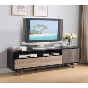 Black, Dark Taupe, Distressed Grey TV Stand Fits TV's up to 75 in. with Drawers and Shelves