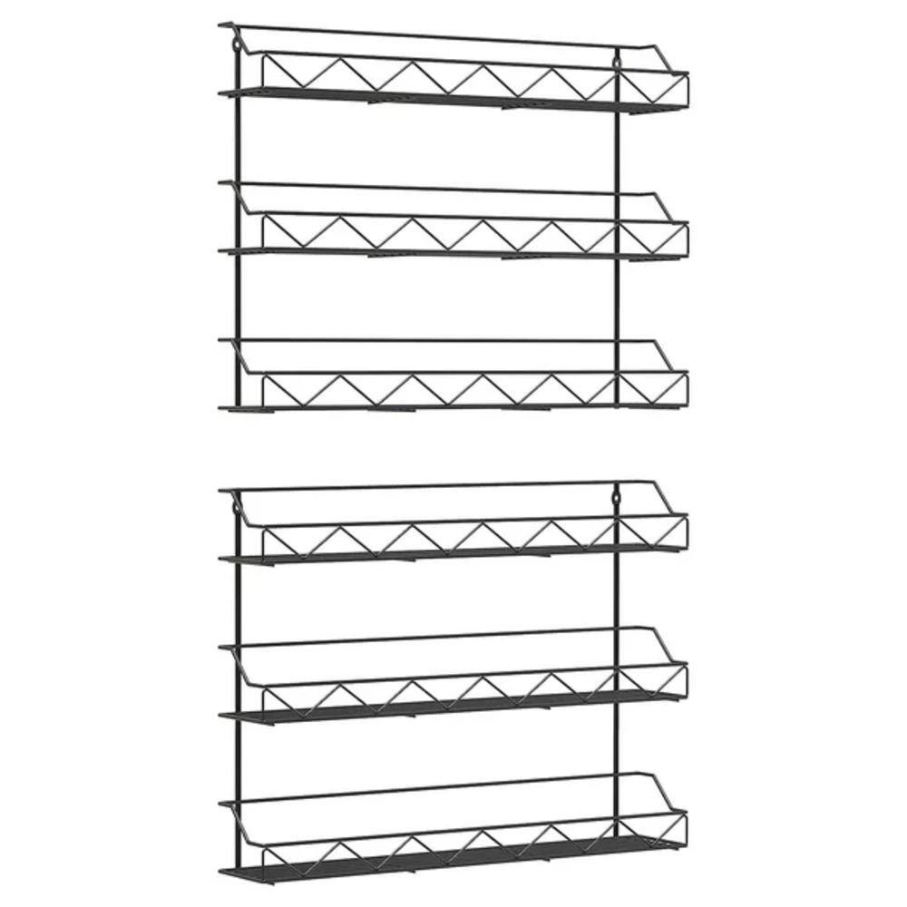 dubbin 2 of Shelves 3Tier Black Wall Mount Spice Rack Organizer