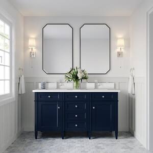Brittany 60.0 in. W x 23.5 in. D x 34.0 in. H Bathroom Vanity in Victory Blue with White Zeus Silestone Quartz Top