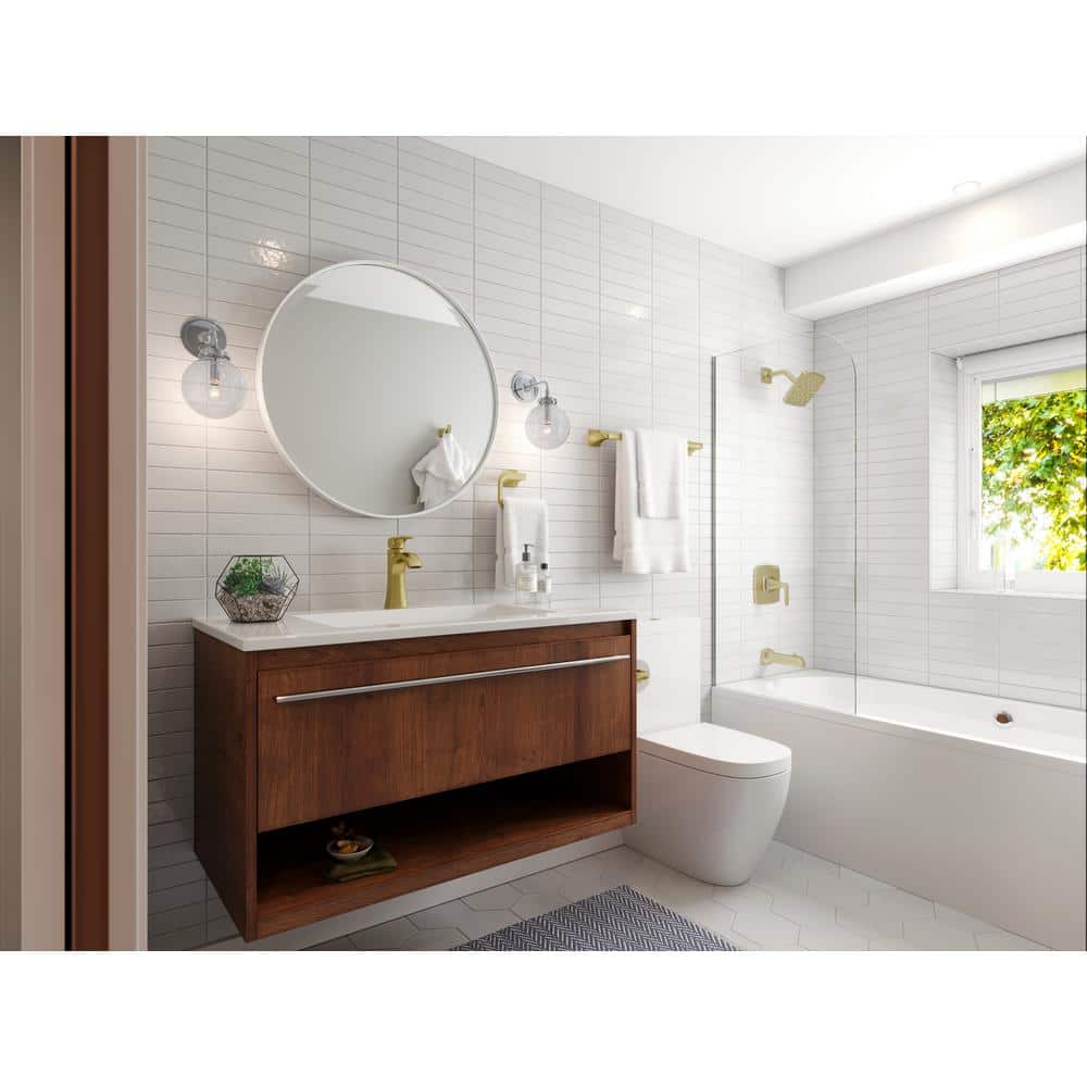 Brushed Gold Single Handle High Arc Bathroom Faucet